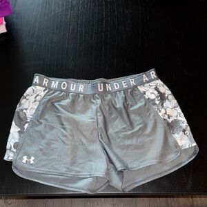 Under Armour Women's Athletic Shorts in Gray with Floral Accents